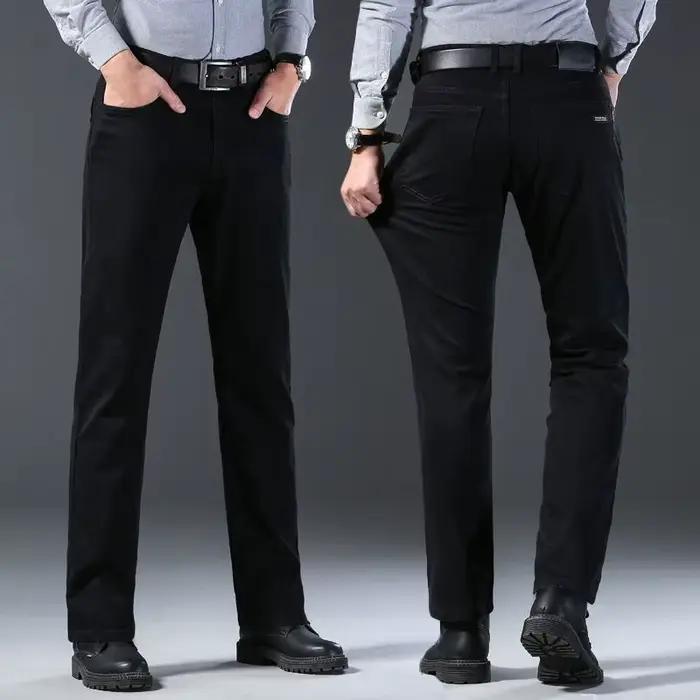 Printemps automne Vintage noir affaires jean hommes décontracté droit Stretch classique travail Deni