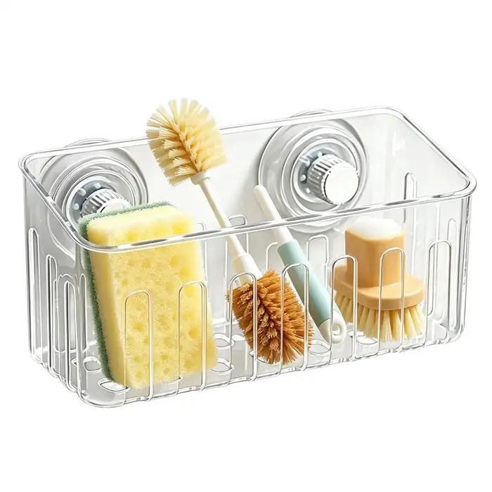 Support mural pour éponge à forte aspiration sans perçage pour évier cuisine salle de bain douche éponge brosse tampon récurer