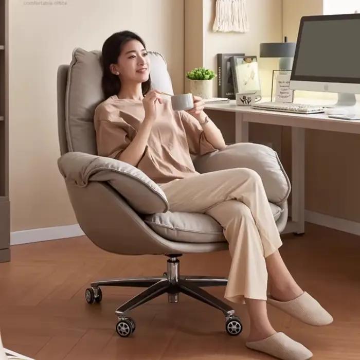 Roues nordiques chaise De bureau accoudoir réglable étude chaise Portable en cuir confortable exécut