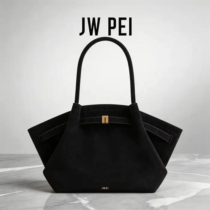 Sac à main vintage de haute qualité pour femme JW PEI, en similicuir noir, en cuir vegan, sac bandou