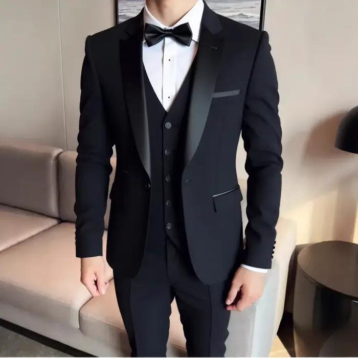 3 pièces costume veste gilet pantalon/mode hommes décontracté de haute qualité affaires mince marié