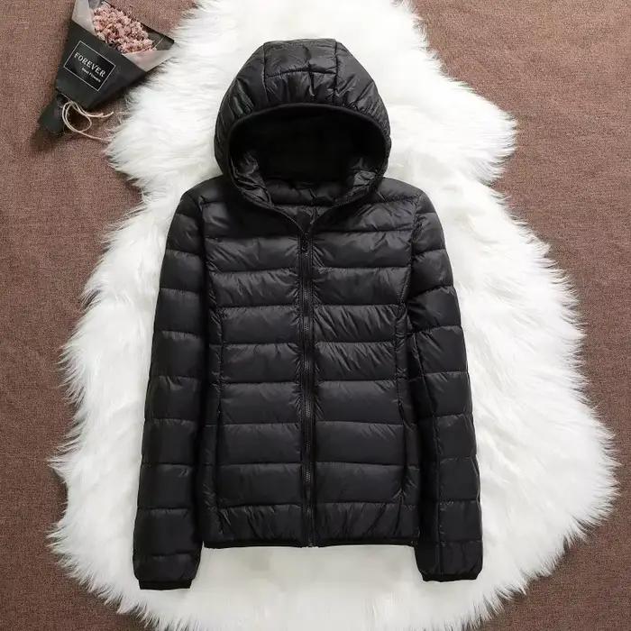 Veste bouffante légère à capuche pour femme, manteaux courts chauds en duvet de canard blanc, grande