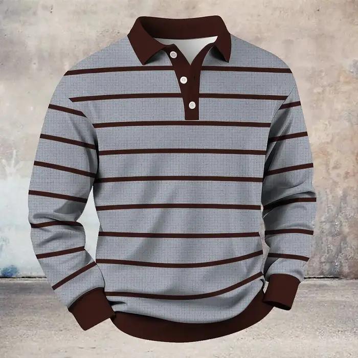 Chemise à col rabattu sur mesure – Chemise à manches longues pour homme avec des accents à fines ray