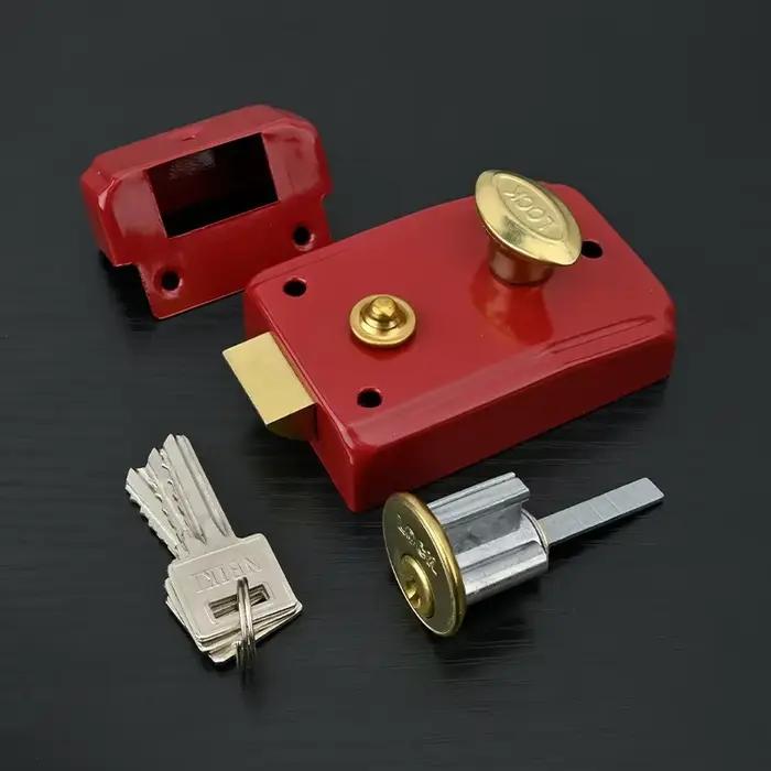 Serrures rouges rétro pour porte extérieure sécurité antivol serrure d'assurance multiple serrure de porte en bois quincaillerie de meubles