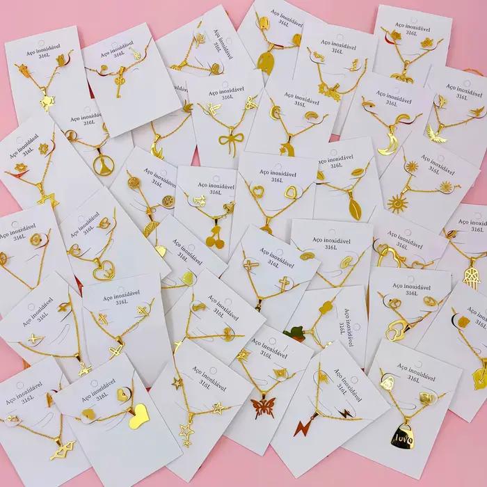 10 ensembles de boucles d'oreilles et collier en acier inoxydable pour femmes, ensemble de fleurs, c