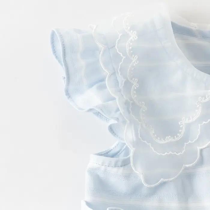 Robes en pur coton pour filles Dave Bella, vêtements d'été pour enfants, robe élégante bleue pour en