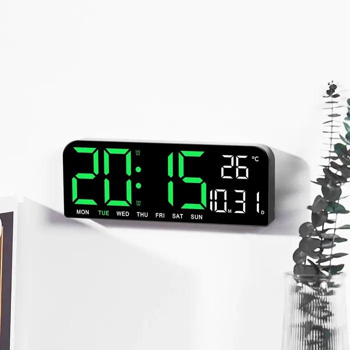 Grande horloge murale numérique LED, affichage de la température, Date, semaine, compte à rebours, r
