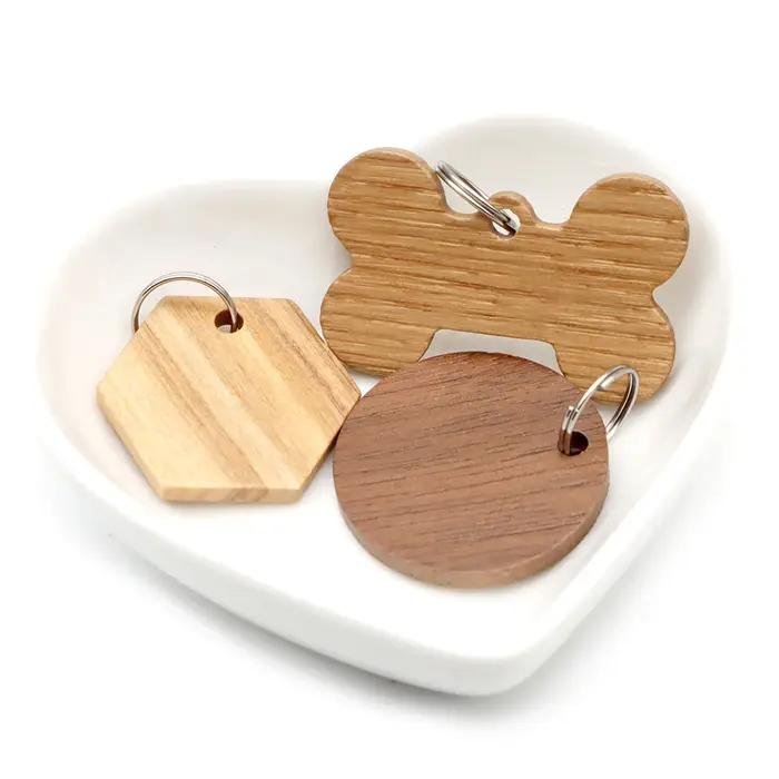 Étiquette d'identification de chien en bois, plaque signalétique personnalisée pour chiot, Anti-pert