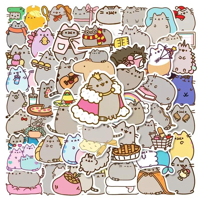 Autocollants chat épais mignon Kawaii, étiquette esthétique, papeterie pour Scrapbook, téléphone, jo