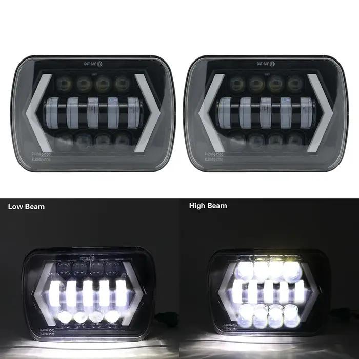 90W 7x6 ''5X7" phare LED étanche blanc DRL ambre clignotant pour Jeep YJ Cherokee XJ camions H4 phar