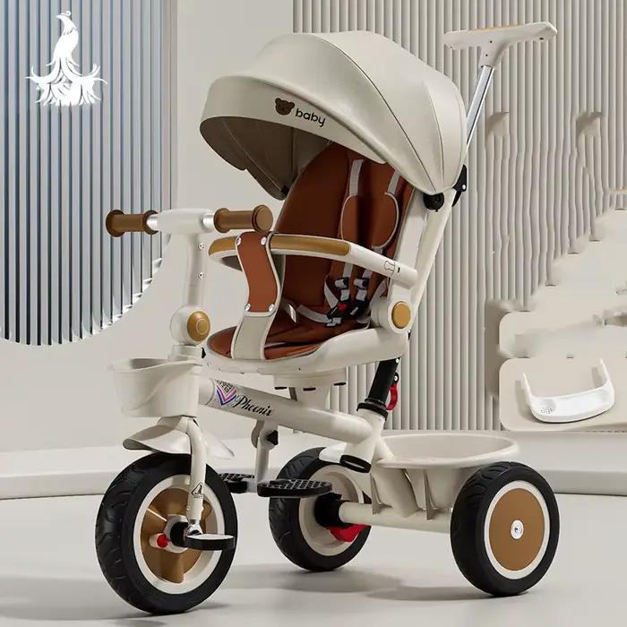 Poussette bébé tricycle pliable pour enfants avec réglage de position allongée deux sens grande poussette vélo pour promenades et voyages famille
