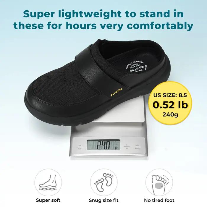 FitVille – pantoufles larges pour hommes, mules à enfiler, sabots pour pieds enflés, sangle réglable