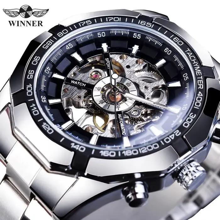 WINNER – montre squelette classique pour hommes, aiguilles lumineuses, mécanique, bracelet en acier