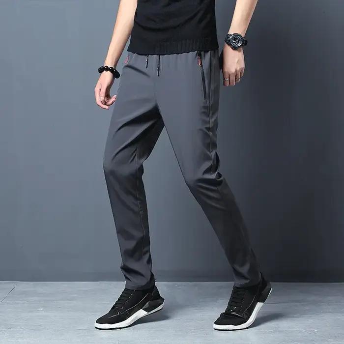 Pantalon décontracté homme Stretch coupe ajustée taille élastique survêtement coréen classique bleu