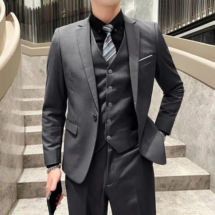 Costume de mariage 3 pièces pour hommes, ensemble gilet et pantalon, beau, à la mode, vêtements de B