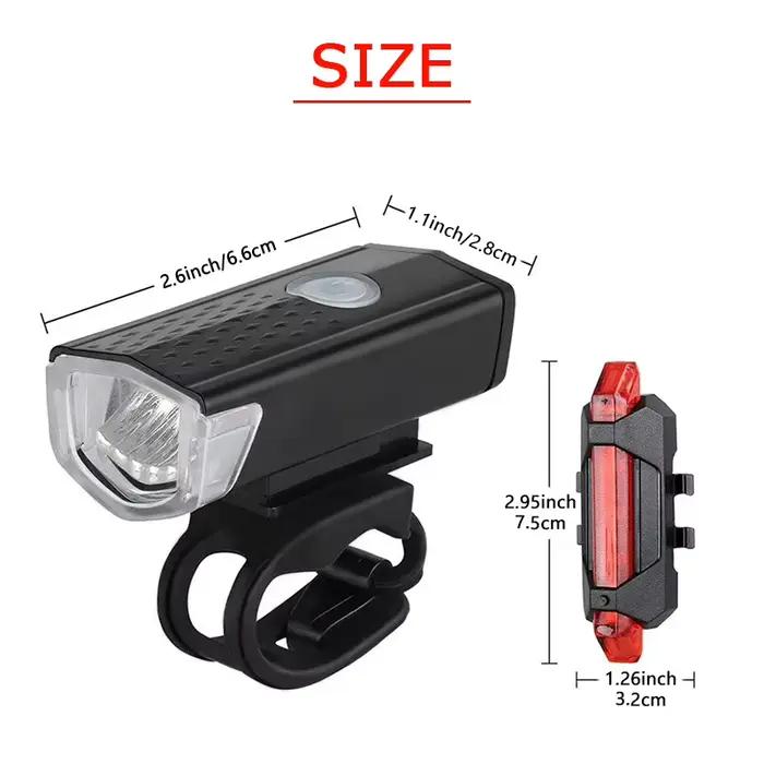 Ensemble d'éclairage LED pour vélo aste par USB, lampe de poche avant et arrière, lampe de sauna, lu
