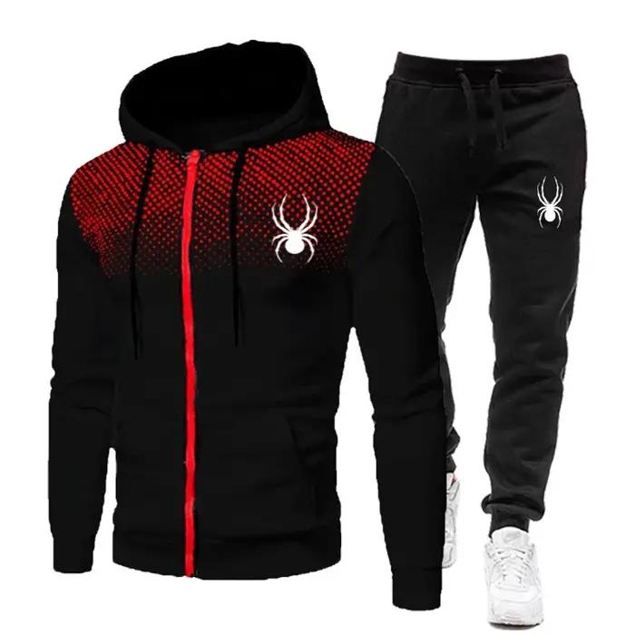 Ensemble de sport et de fitness pour homme, deux pièces, avec sweat à capuche à manches longues à fe