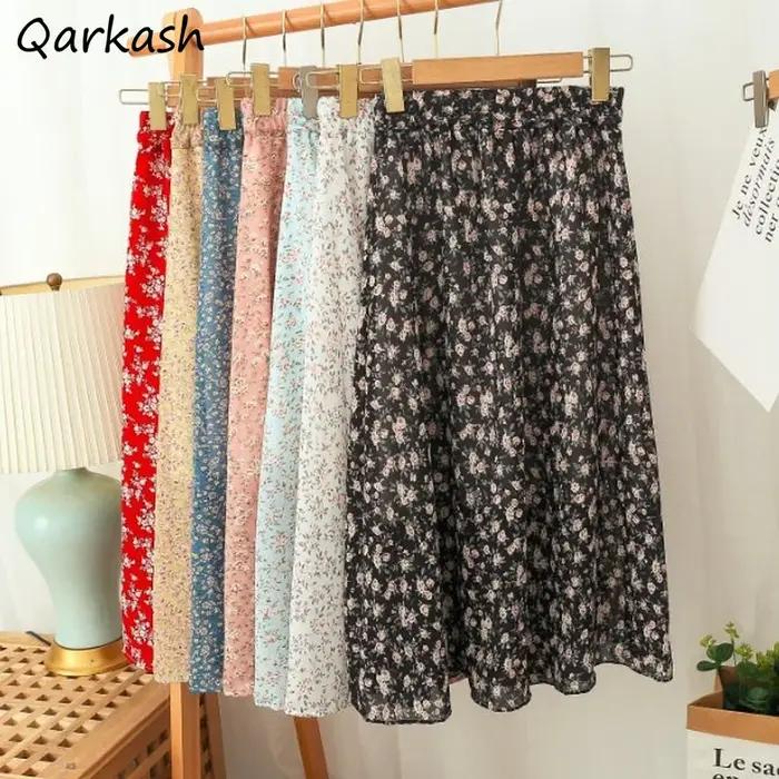 Jupes en mousseline de soie pour femmes, 7 couleurs, décontractées, nouvelle collection, High Street