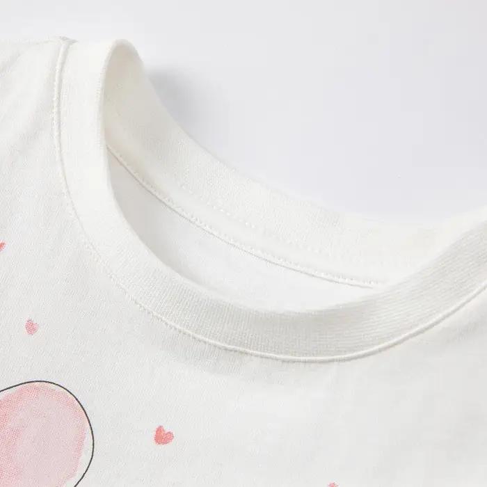 T-shirt manches bouffantes fille blanc DB2221905 - Haut imprimé dessin animé David Bella collection