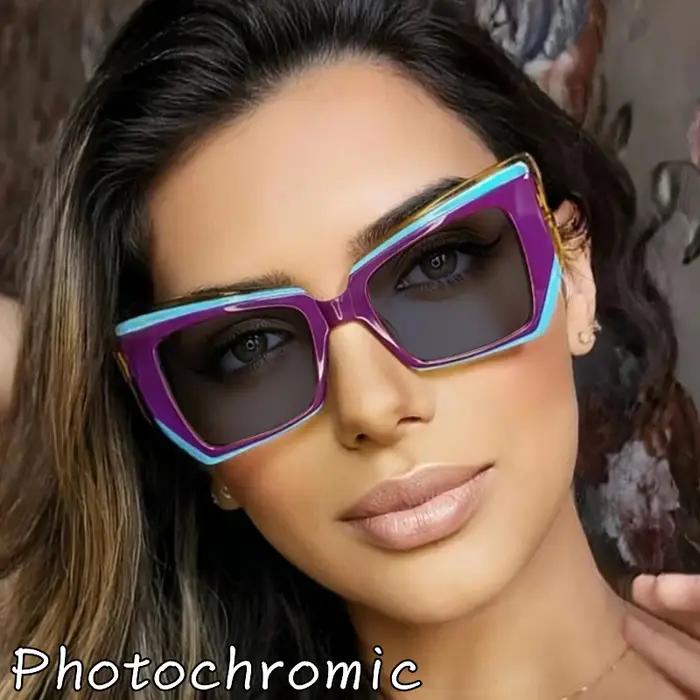 Lunettes de lecture photochromiques pour femmes, Design de luxe polygonal à la mode, monture Anti-lu