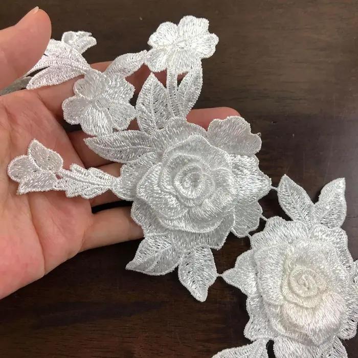 Patch brodé de fleurs de roses à coudre, 2 pièces, pour robe, chapeau, sac, jean, appliques, artisan