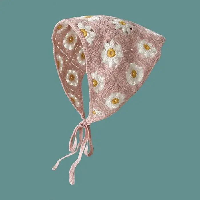 Coréen doux mignon à la main Crochet creux Triangle bandeau serviette femmes printemps et été voyage