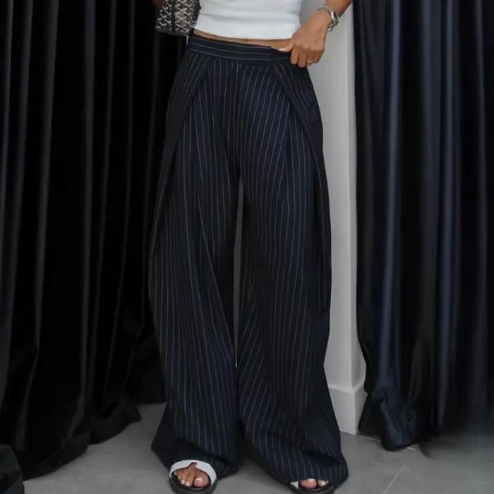 Pantalon Baggy femme pantalon rayé pantalon à jambes larges dames mode décontracté y2k pantalon 2025