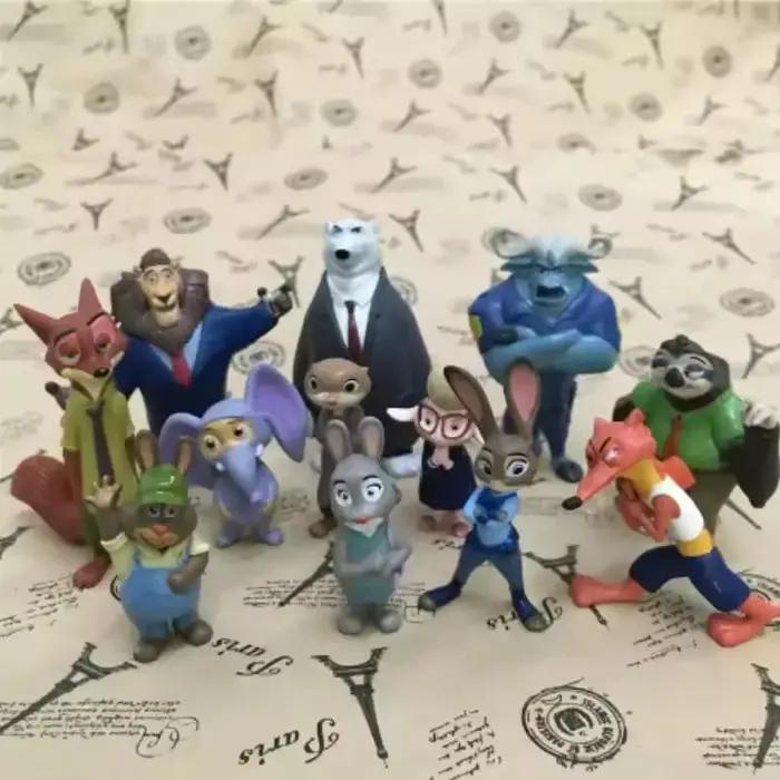 Nouvelles figurines d'action des animaux de Zootopia, 12 pièces/ensemble, lapin Judy Hopps, renard N