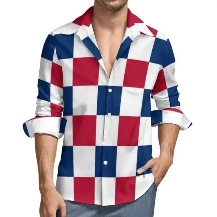 Chemise à manches longues rayée Star Feel pour hommes, imprimé en 3D, États-Unis, mode décontractée,