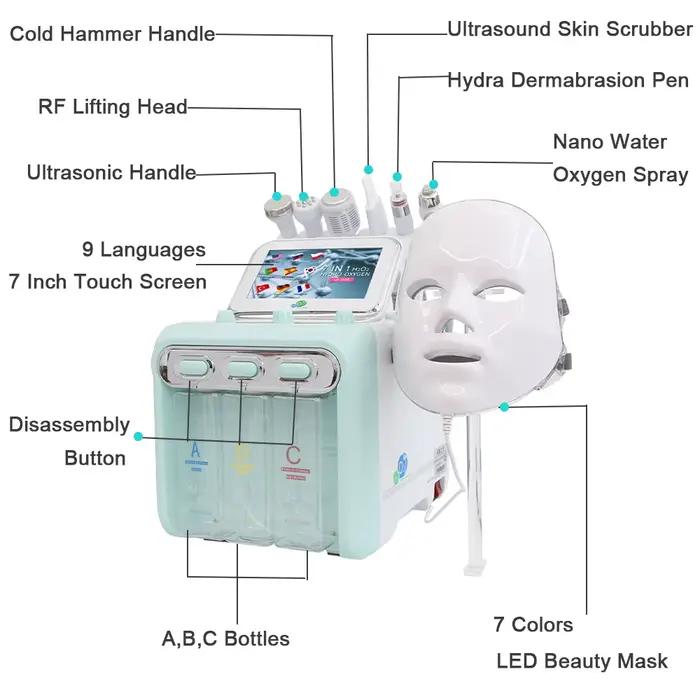 Machine faciale dermabrasion à l'eau 7 en 1, nettoyage en profondeur, soins de la peau, raffermissem