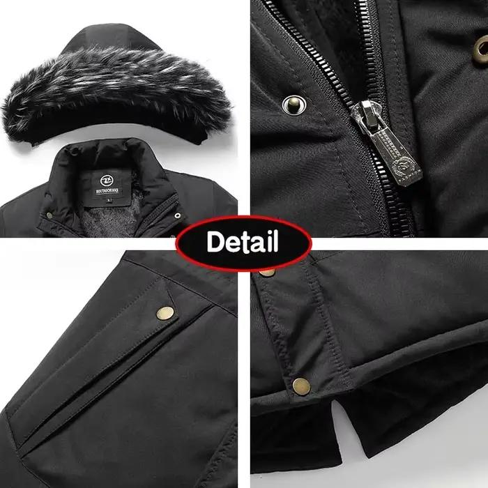 Nouveau hiver hommes coupe-vent polaire chaud détachable à capuche Parka veste hommes solide fermetu