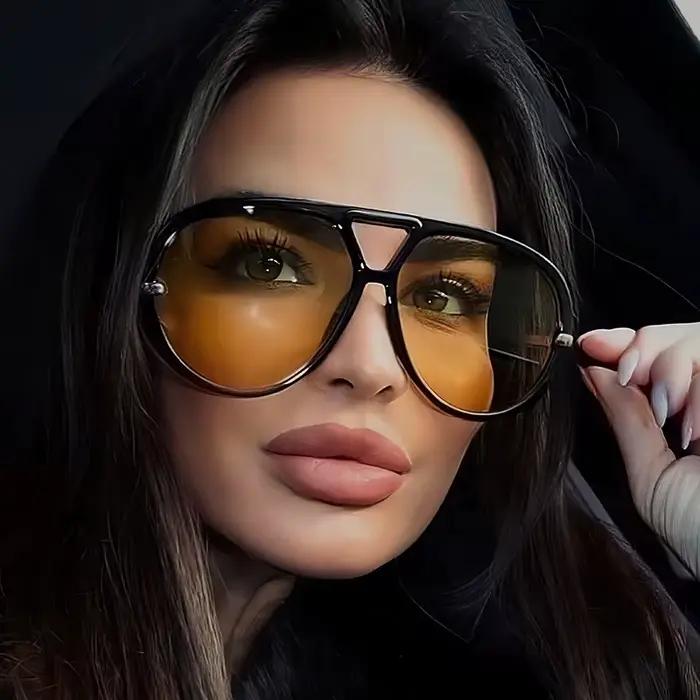 Lunettes de soleil oversize ovales style punk pour femme, grandes, marque de luxe 2026, monture méta
