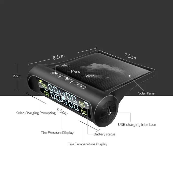 E-ACE énergie solaire TPMS système de surveillance d'alarme de pression des pneus de voiture système
