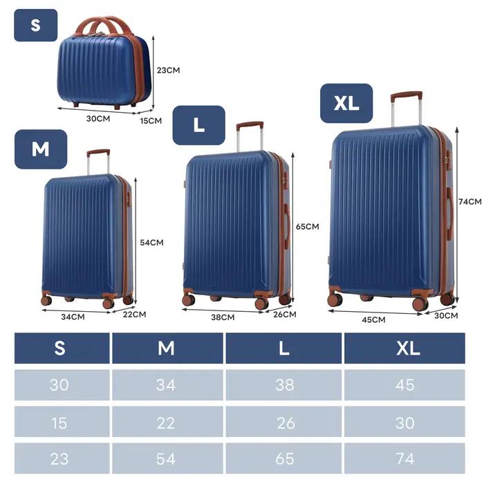 Anajqaqia Set de bagages, avec poignées télescopiques en métal, 360 ° Double roues, serrure TSA, e