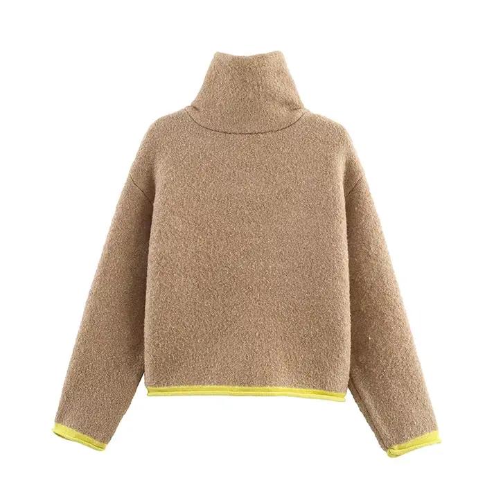 Veste décontractée automne 2026 pour femme, design contrasté, manches longues, fermeture éclair, sty