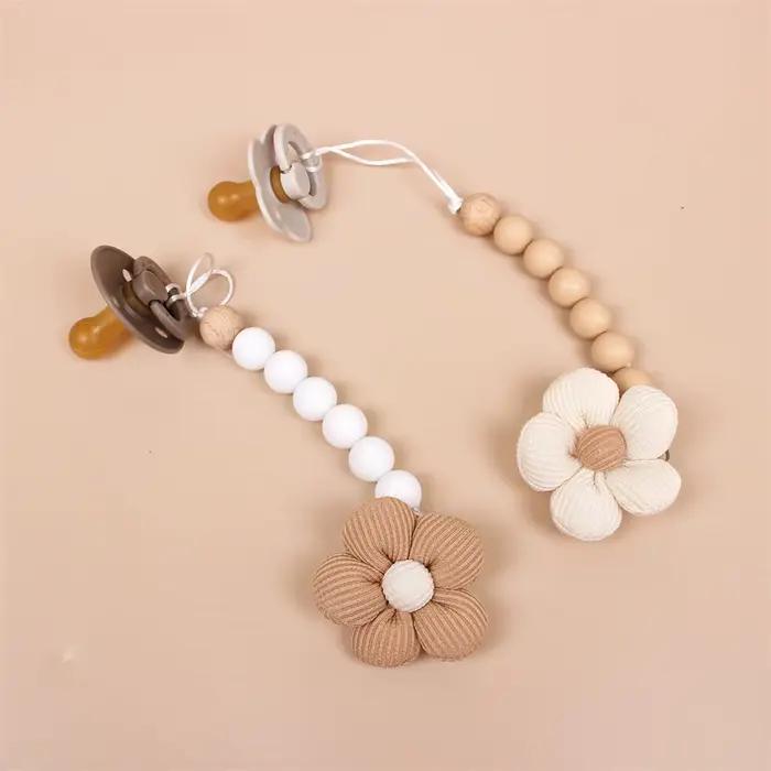 Fleur bébé attache-sucette chaîne nouveau-né factice porte-mamelon Clips sans BPA coton jouets de de