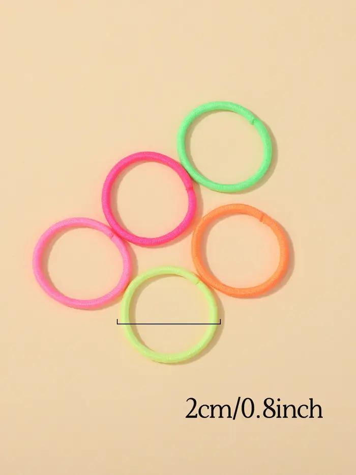 Lot de 100 élastiques à cheveux de 2cm, bandes colorées en caoutchouc et nylon, accessoires pour che