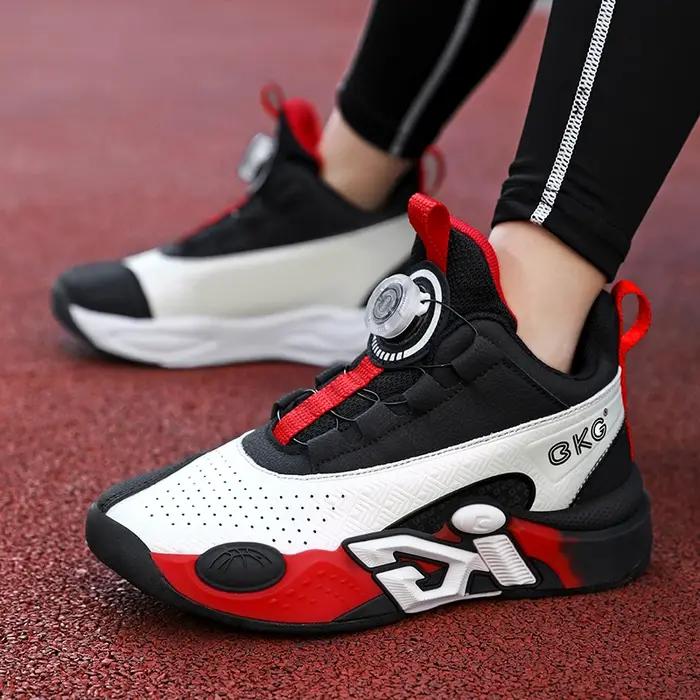 Chaussures de basket-ball d'entraînement pour enfants, baskets de printemps à boucle rotative pour g