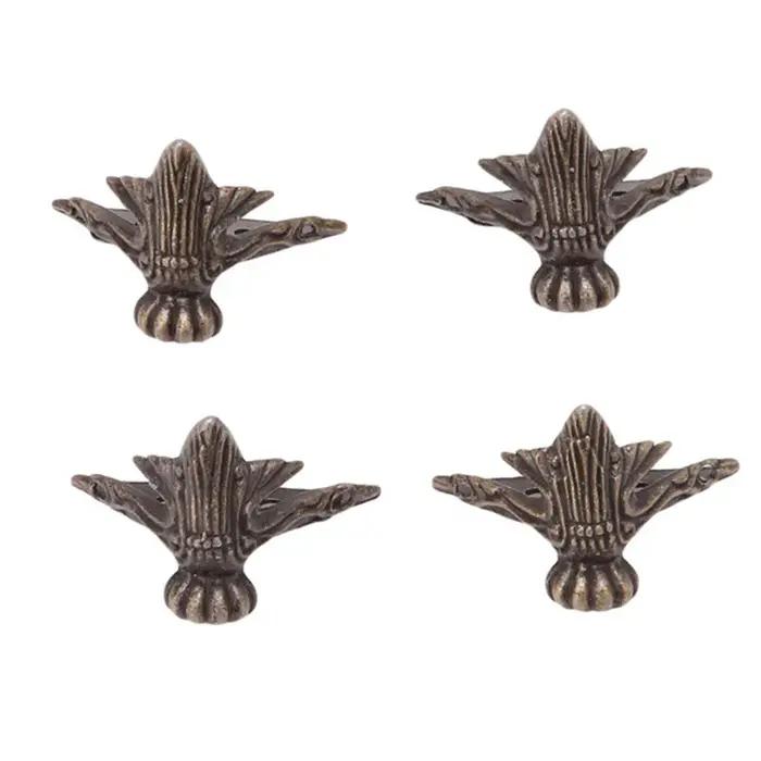 Coffre à bijoux en laiton Bronze Antique, boîte de meubles en bois, pieds décoratifs, protection d'a