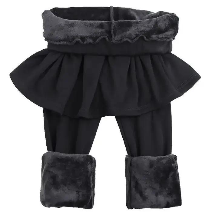 Femmes jupes plissées Leggings épaissi peluche hiver chaud pantalon thermique serré pantalon Leggins