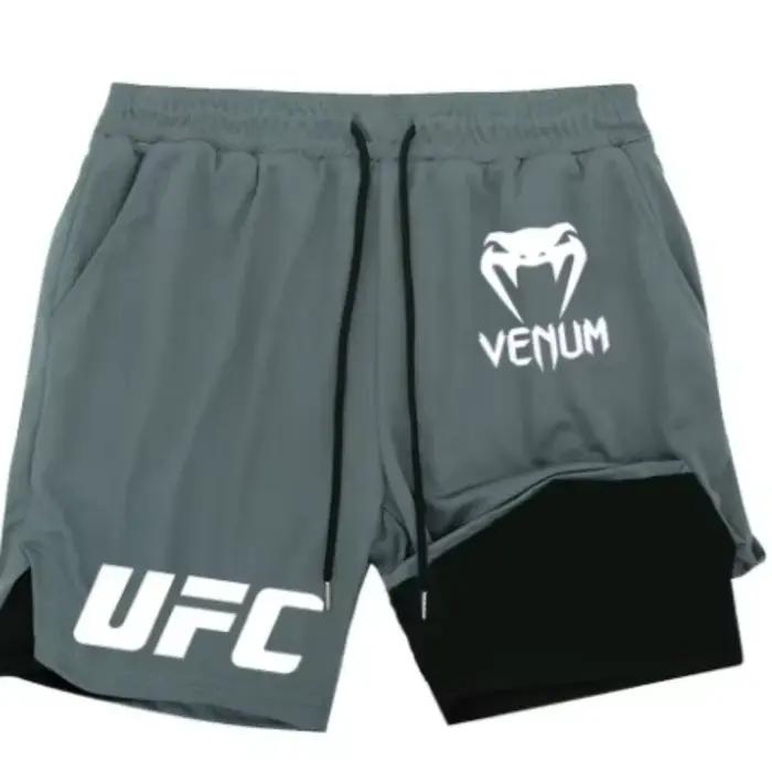 Shorts de sport UFC pour homme, taille européenne, double couche, confortables, respirants, avec poc