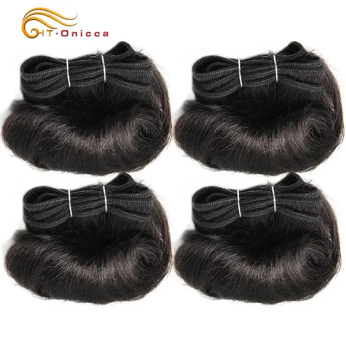 Tissage en lot brésilien Remy 100% naturel bouclé, Extension de cheveux Afro 1B 30, bordeaux, 5 5 6