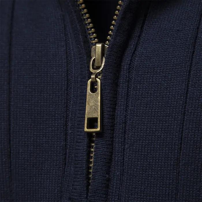 Pull tricoté en coton à col montant pour homme, pull chaud de haute qualité avec fermeture éclair, n