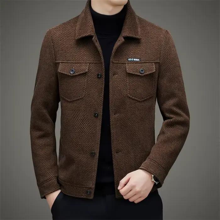 Manteau épais et décontracté pour hommes, veste tendance à revers de haute qualité, nouvelle collect