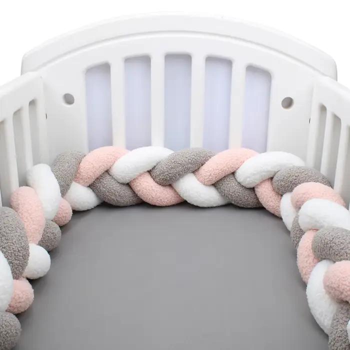Tour de lit bébé tresse 1-4 mois - Pare-chocs berceau décoratif coussin protection chambre