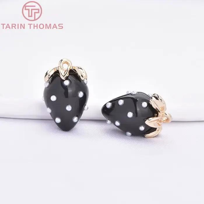 (10593) 4 pendentifs creux en forme de fraise