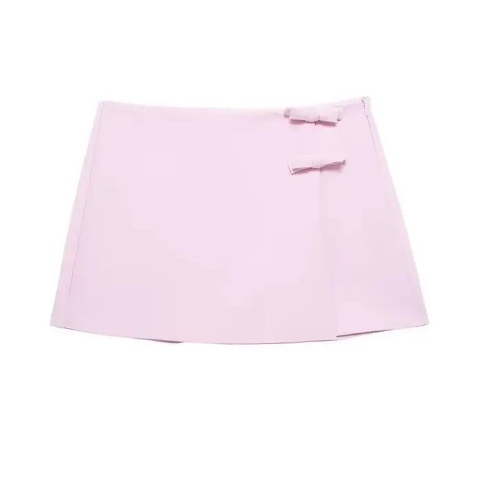 MUJER 2025 épaules dénudées haut à licou femme rose blanc haut court femmes nœud découpé sans manche