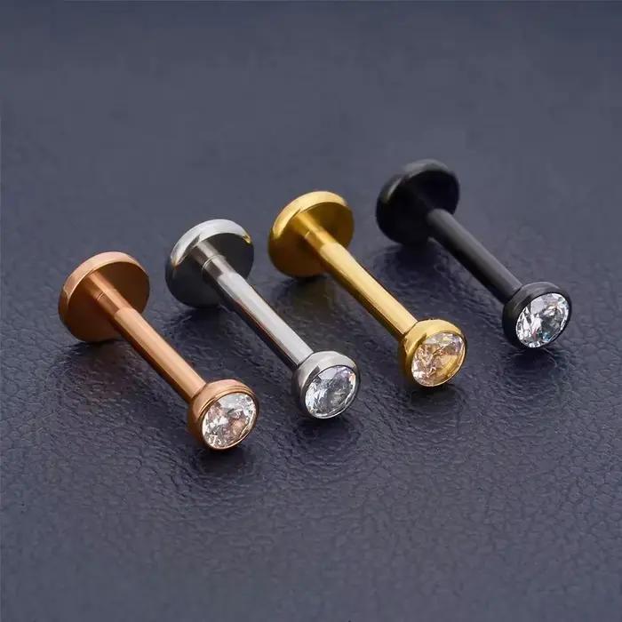 10 pièces clous d'oreille sans fil G23 titane nez PIERC punaise Labret lèvres anneaux boucles d'orei