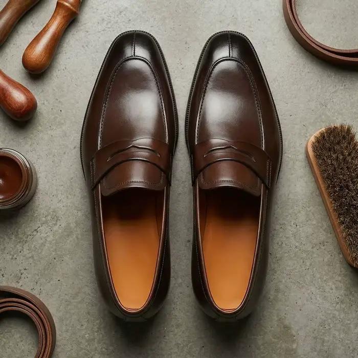 Mocassins décontractés pour hommes en cuir de veau imperméables à enfiler, chaussures habillées form