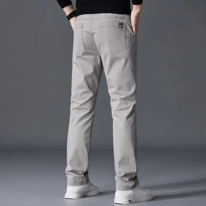Pantalon en coton pour homme, coupe droite classique, élastique, couleur unie, décontracté, pour aff